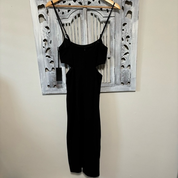 Revolve h:ours Haydon Black Ponte Bodycon Side Cutout Slit Midi Dress NWT - Picture 3 of 11